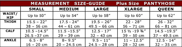 the natural sheer plus size pantyhose size chart